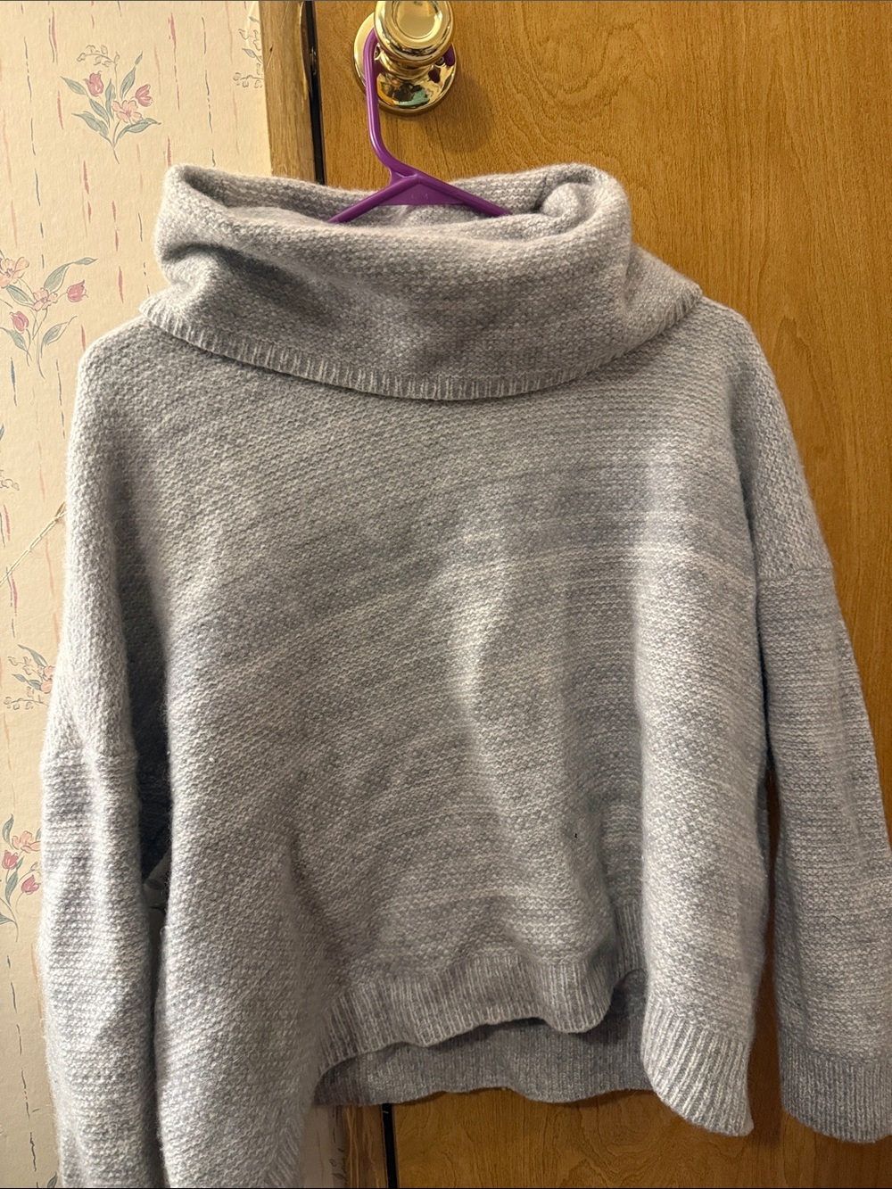 Garnet Hill Light Gray Cowl-Neck Sweater